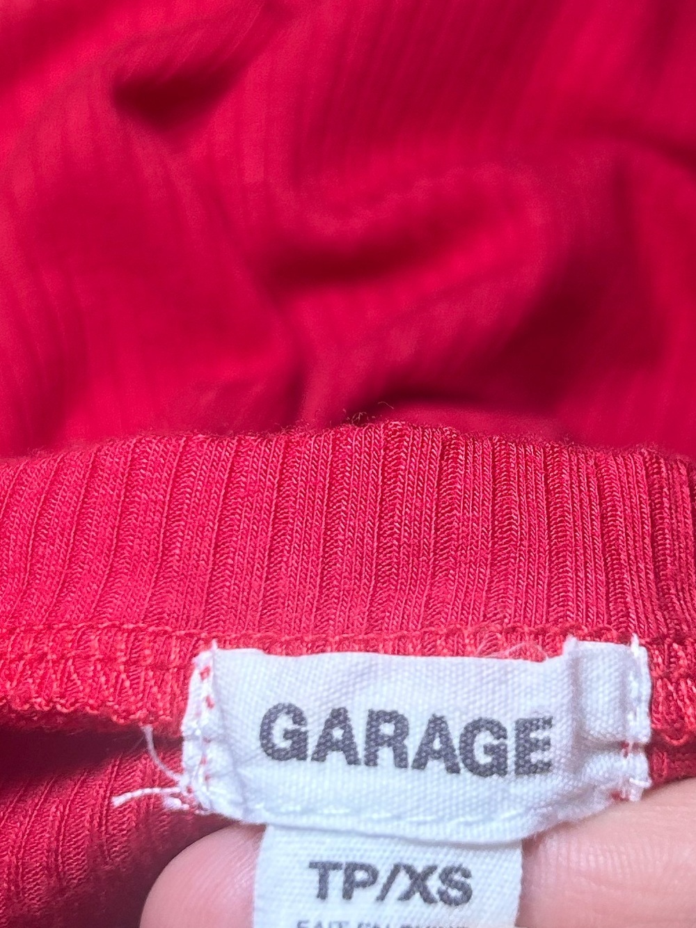 Garage Red Ribbed Short Sleeve Tee - Picture 3 of 4
